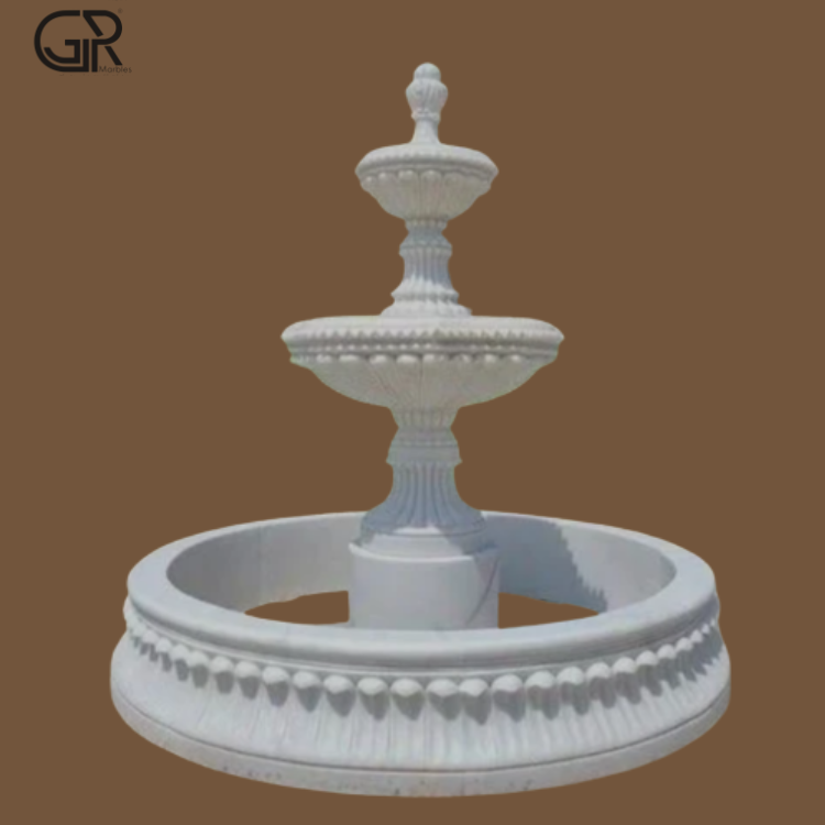 White Marble Carved Outdoor Waterfall Fountain