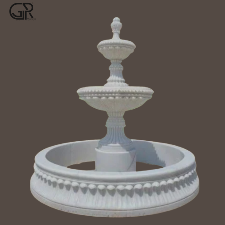 White Marble Carved Outdoor Waterfall Fountain