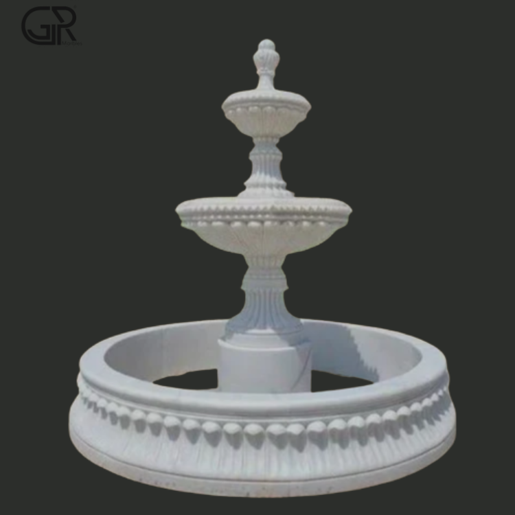 White Marble Carved Outdoor Waterfall Fountain