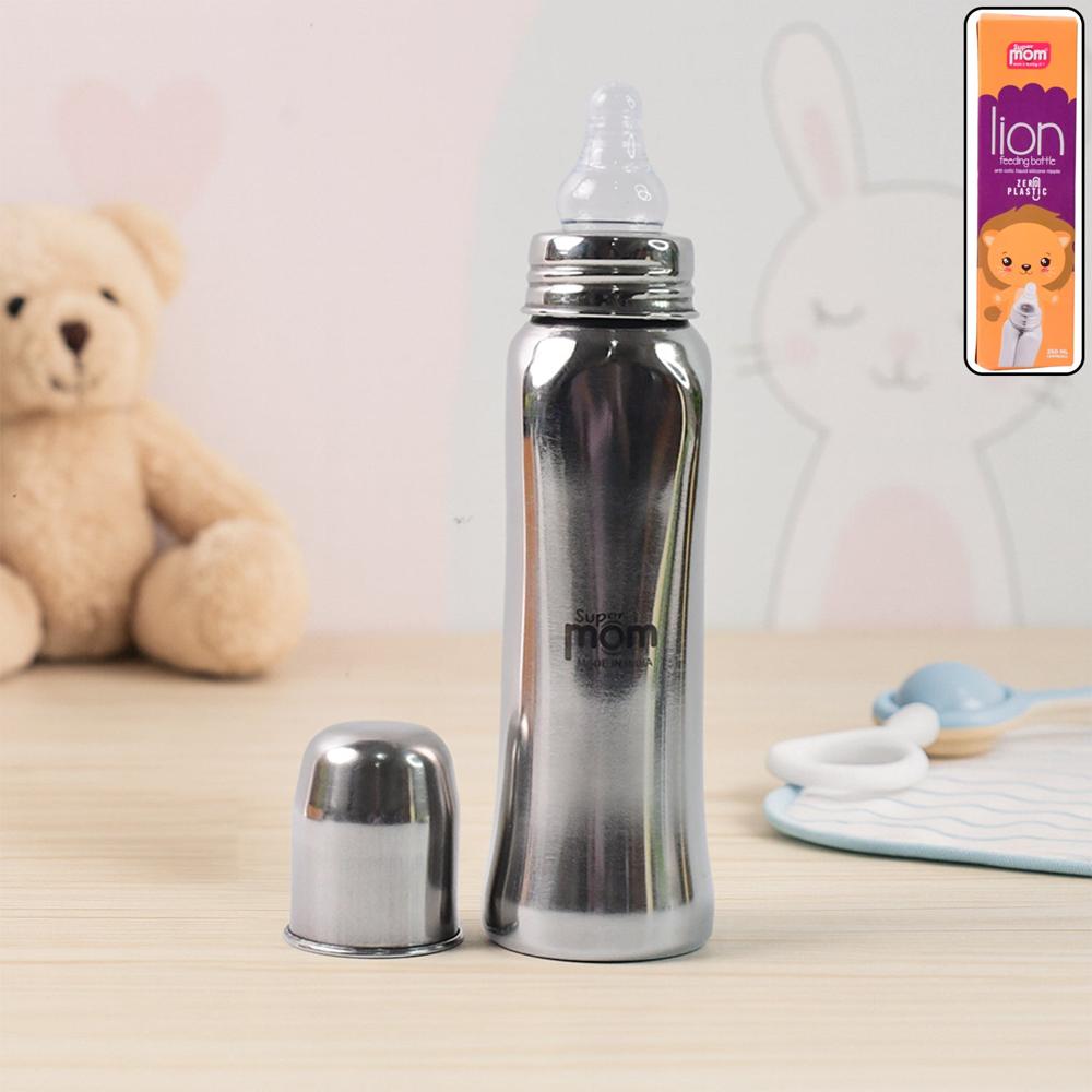 Supermom Lion Stainless Steel Feeding Bottle  250Ml - Color: Mix
