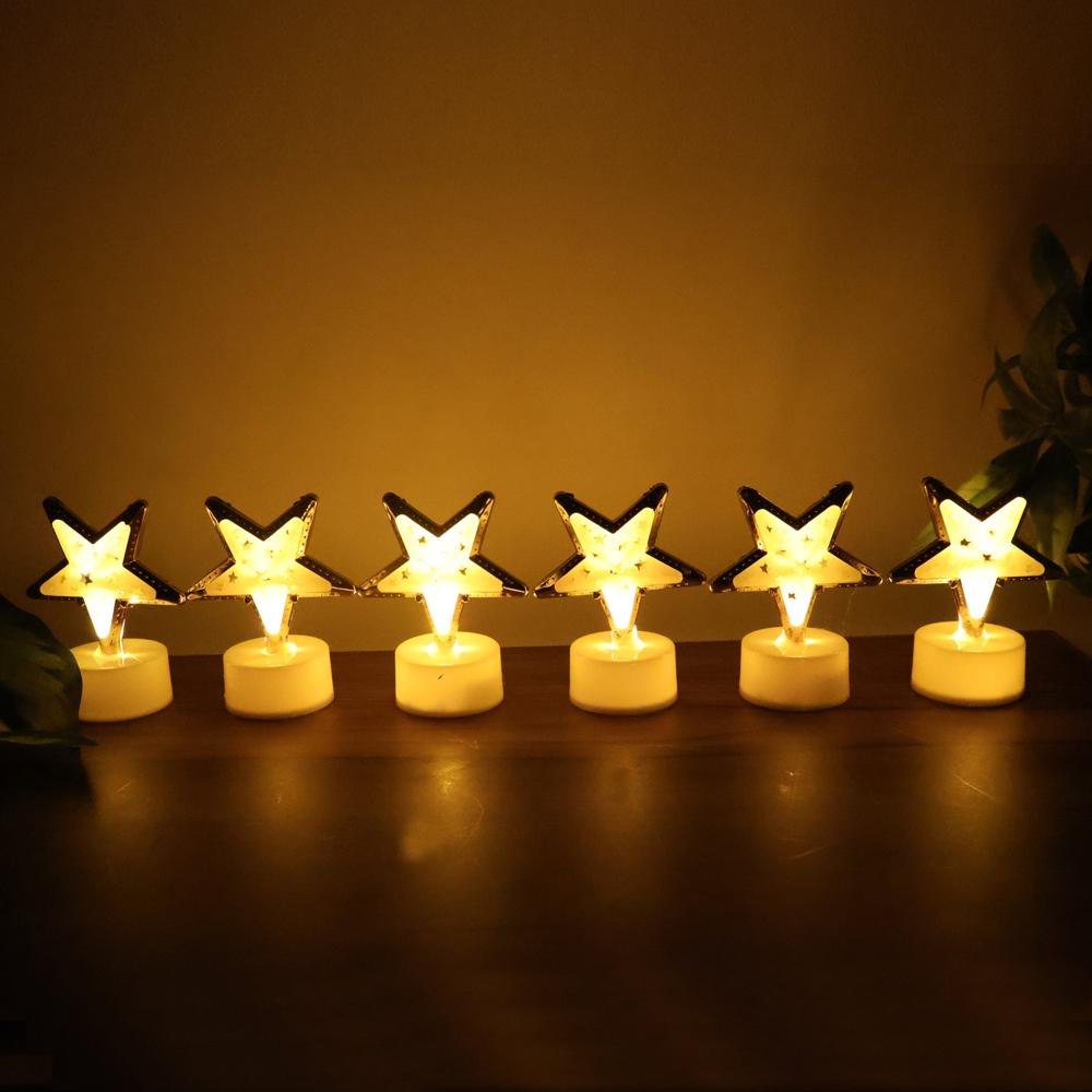 Decorative Star Shaped Flameless LED Candles (12 Pc)