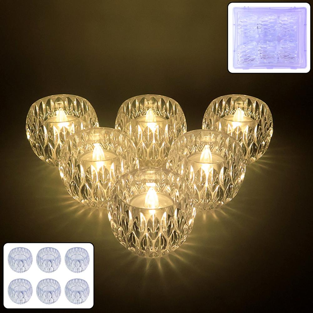 Crystal Design Led Tealight Candles (6 Pc / Set) - Application: Home Decoration