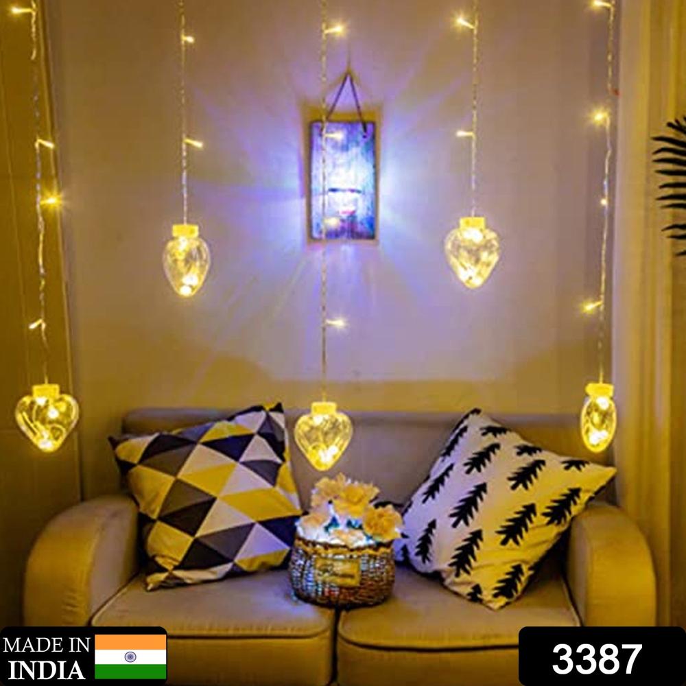 8 Feet 12 Wish Heart Ball String Led Lights With Color Box For Home Decoration, Diwali & Wedding Led Christmas Light Indoor And Outdoor Light ,Festival Decoration (Wishing Ball Warm White)