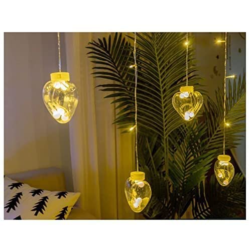8 Feet 12 Wish Heart Ball String Led Lights With Color Box For Home Decoration, Diwali & Wedding Led Christmas Light Indoor And Outdoor Light ,Festival Decoration (Wishing Ball Warm White)