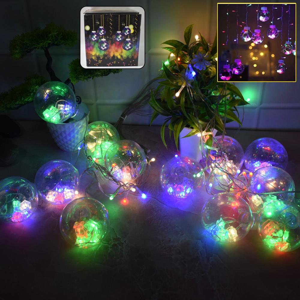 12 Wish Balls Window Curtain String Lights With 8 Flashing Modes Decoration For Home Decoration, Diwali & Wedding Led Christmas Light Indoor And Outdoor Light ,festival Decoration (plastic, Multi Color)