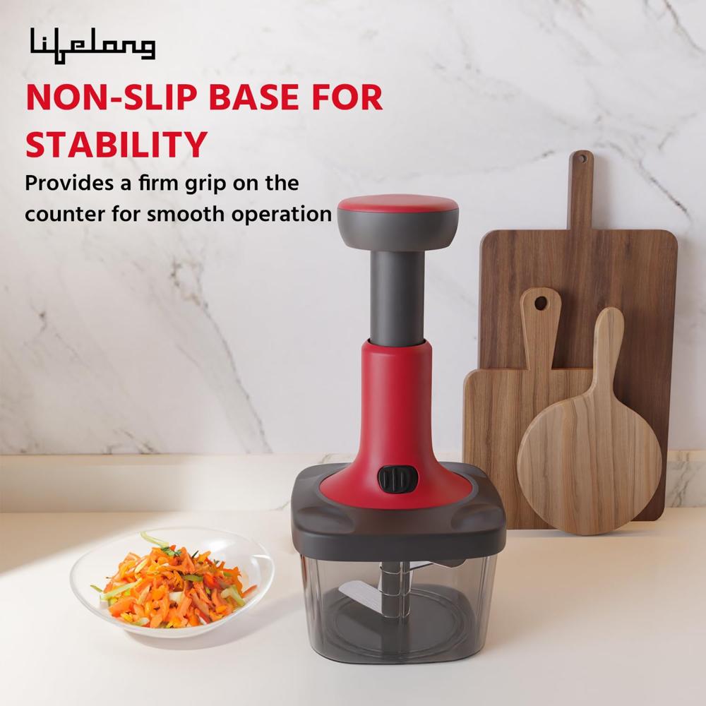 Lifelong Push Chopper 650ml | Compact and Efficient Vegetable, Onion, and Garlic Chopper, Essential Manual Kitchen Cutter for Quick and Easy(LLKT004)