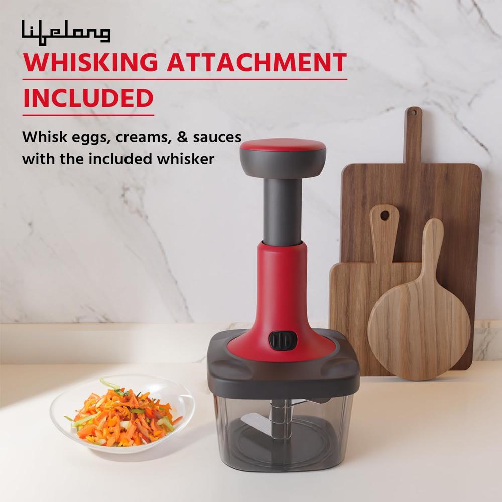 Lifelong Push Chopper 650ml | Compact and Efficient Vegetable, Onion, and Garlic Chopper, Essential Manual Kitchen Cutter for Quick and Easy(LLKT004)