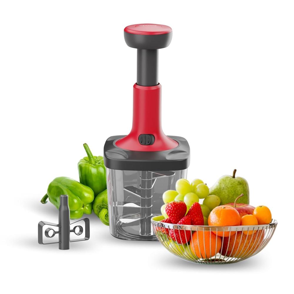 Lifelong Push Chopper 1000ml | Multi-Purpose Vegetable, Onion, and Garlic Chopper, Efficient Manual Kitchen Cutter for(LLKT003)