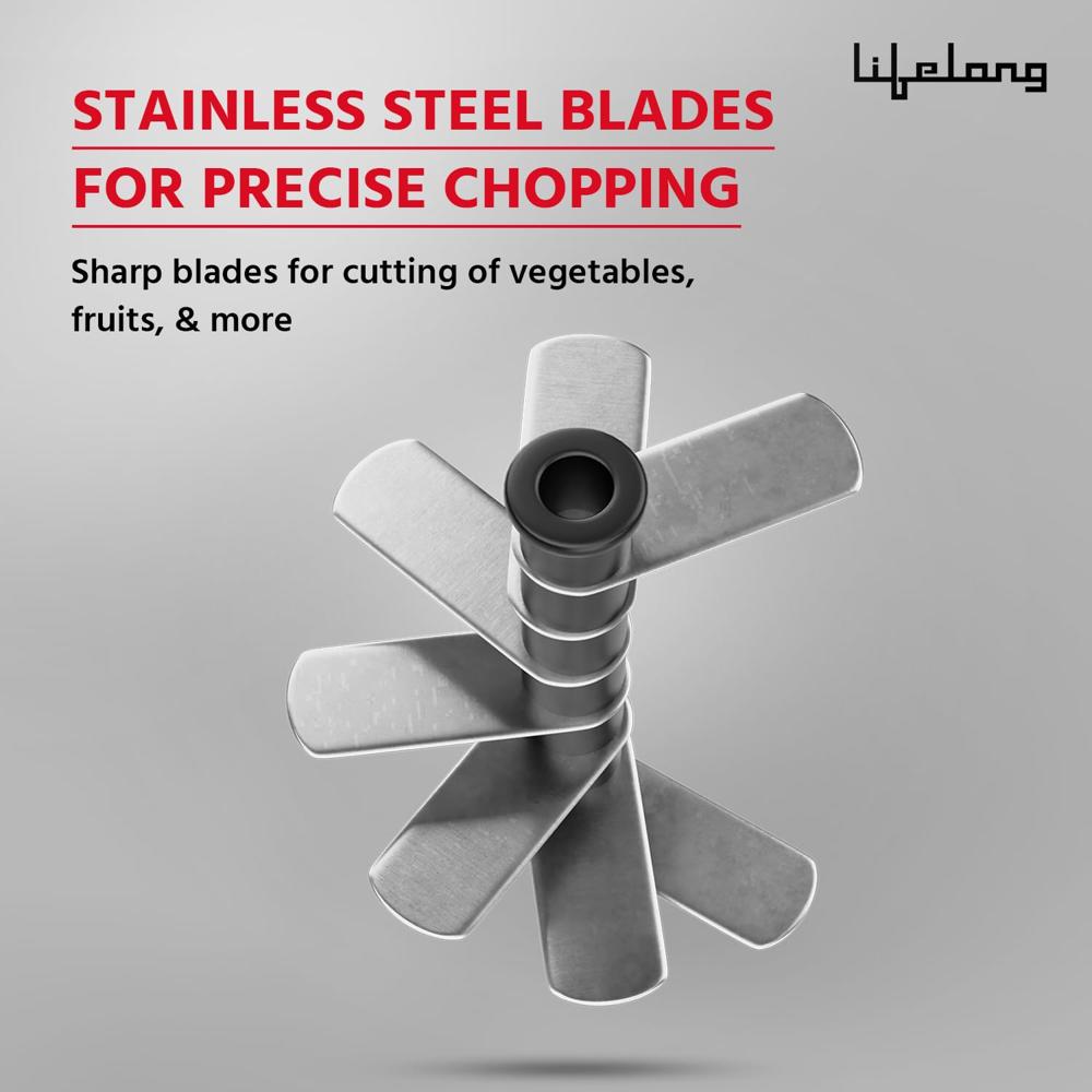 Lifelong Push Chopper 1000ml | Multi-Purpose Vegetable, Onion, and Garlic Chopper, Efficient Manual Kitchen Cutter for(LLKT003)