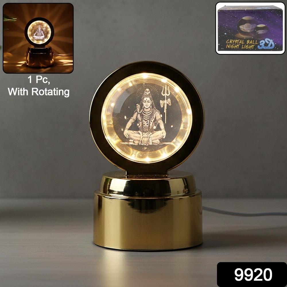 Mahadev 3D Crystal Ball Night Light (1 Pc) - Color: Mix