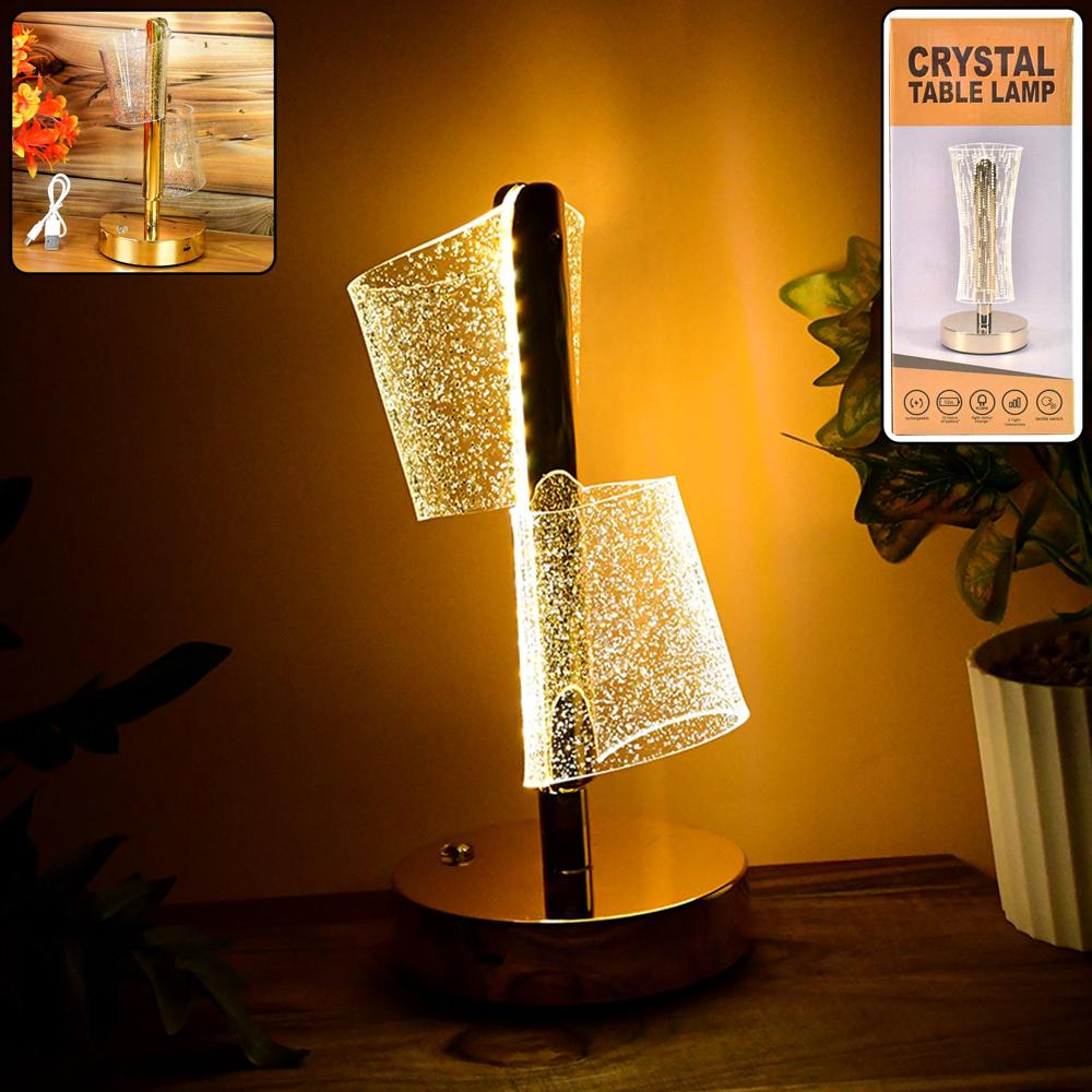 Modern Luxury Crystal Led Double Shade Table Lamp (1 Pc) - Product Type: Home Decor