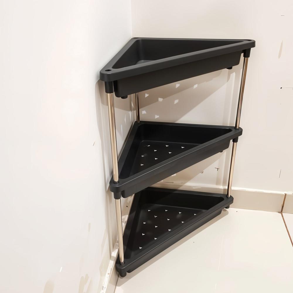 3-Layer Multipurpose Plastic Corner Storage Rack - Color: Mix
