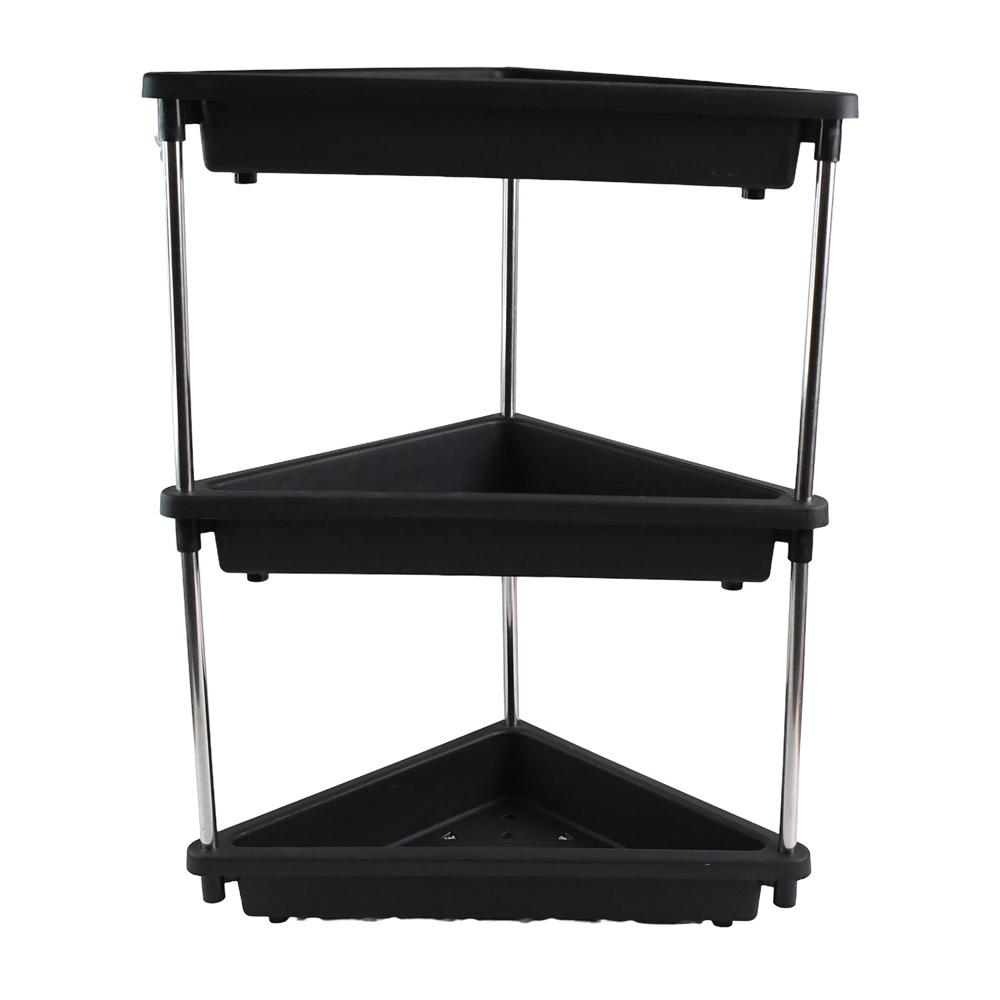 3-layer Multipurpose Plastic Corner Storage Rack - Color: Mix