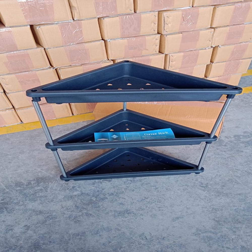 3-layer Multipurpose Plastic Corner Storage Rack - Color: Mix