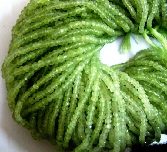 Natural Prehnite Rondelle Faceted 4mm Beads Genuine Prehnite Beads Strand 13 inches long