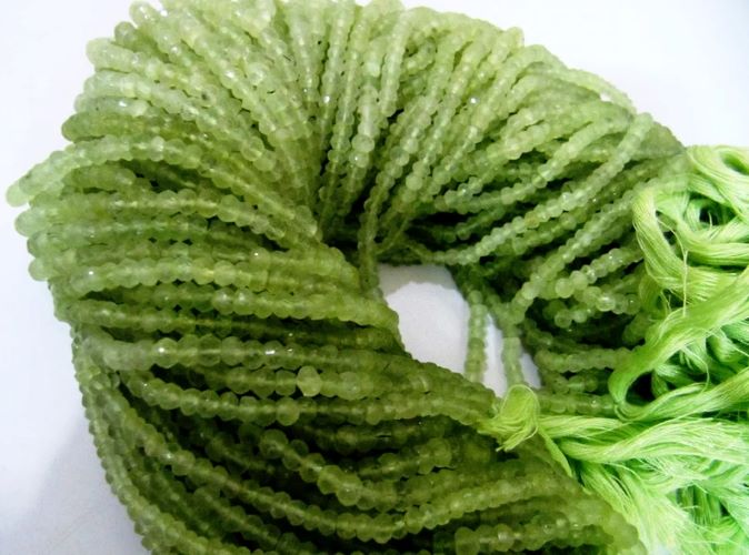 Natural Prehnite Rondelle Faceted 4mm Beads Genuine Prehnite Beads Strand 13 inches long