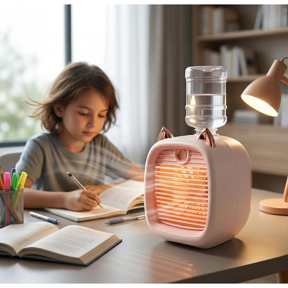 Portable Mini Air Cooler Fan With Spray Mist Function (1 Pc) - Product Type: Office Products
