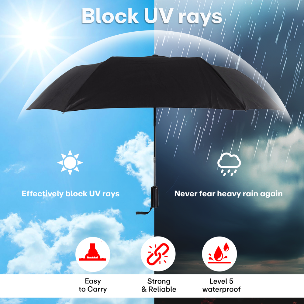 Prime Pick Portable Travel Waterproof Umbrella  Black