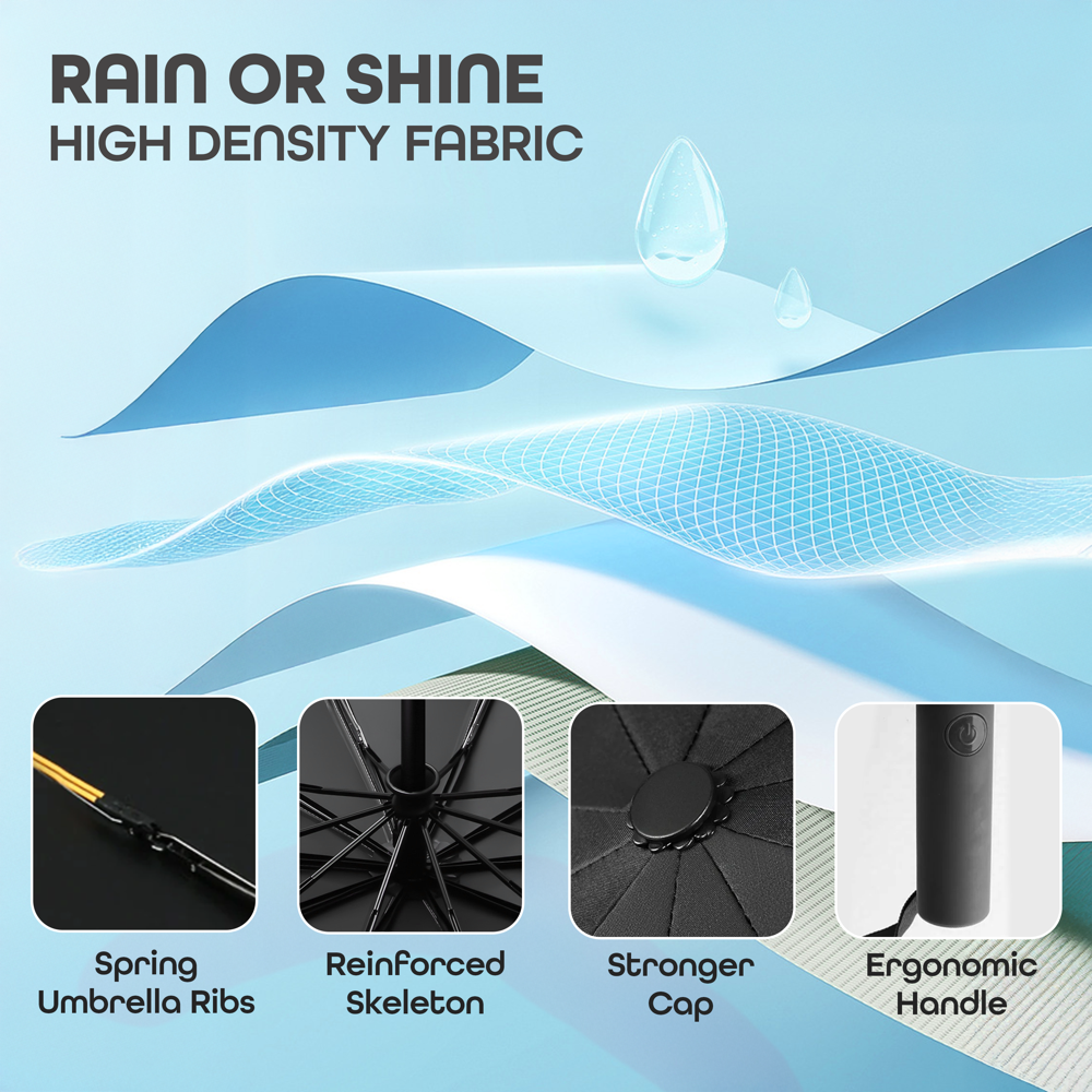 Prime Pick Portable Travel Waterproof Umbrella  Black