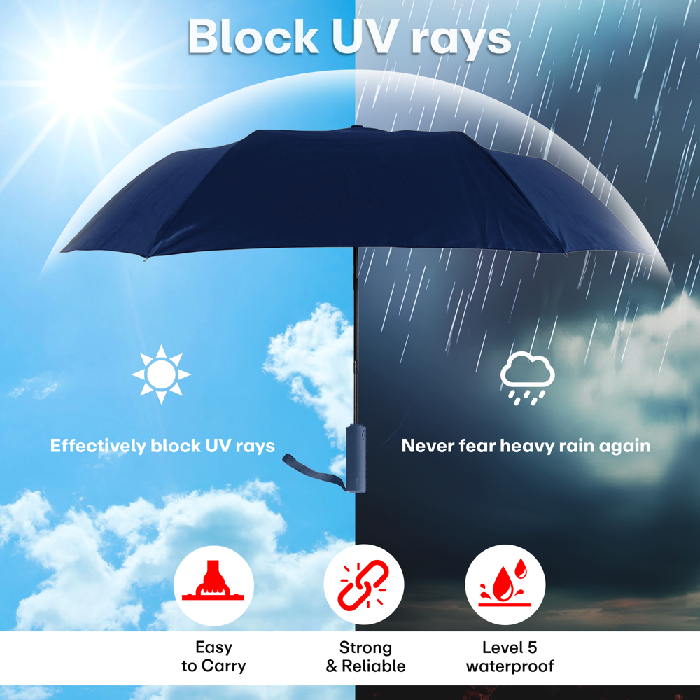 Prime Pick Portable Travel Waterproof Umbrella Blue
