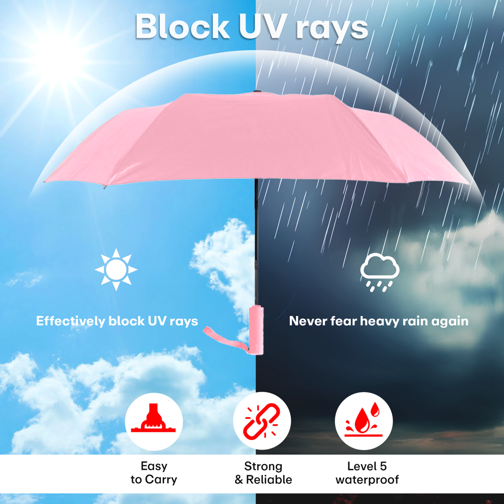 Prime Pick Portable Travel Waterproof Umbrella Pink