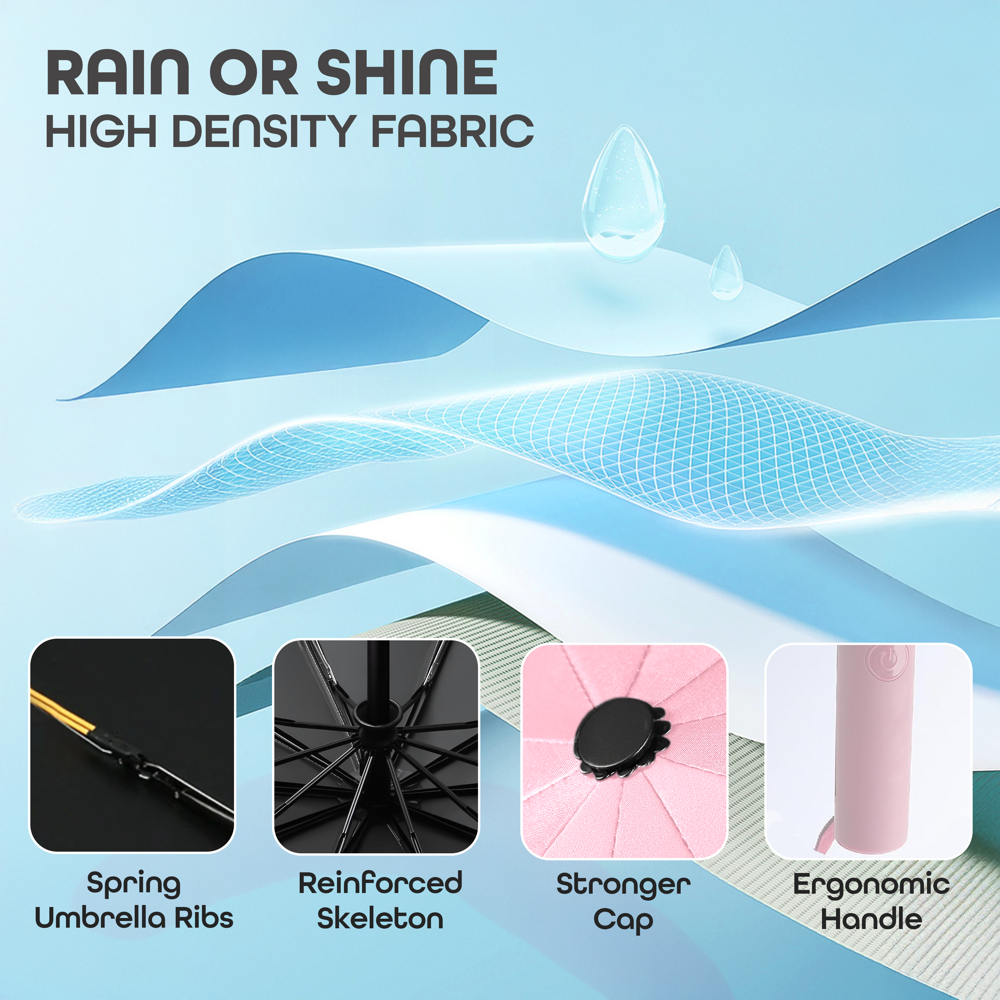 Prime Pick Portable Travel Waterproof Umbrella Pink