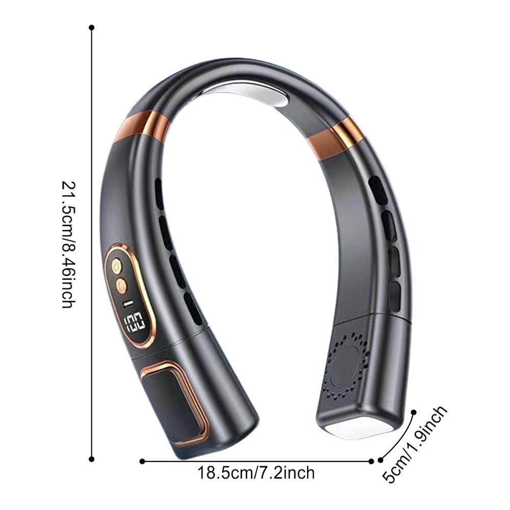 Premium USB Rechargeable Fashion Neck Fan with Digital Display (1 Pc)