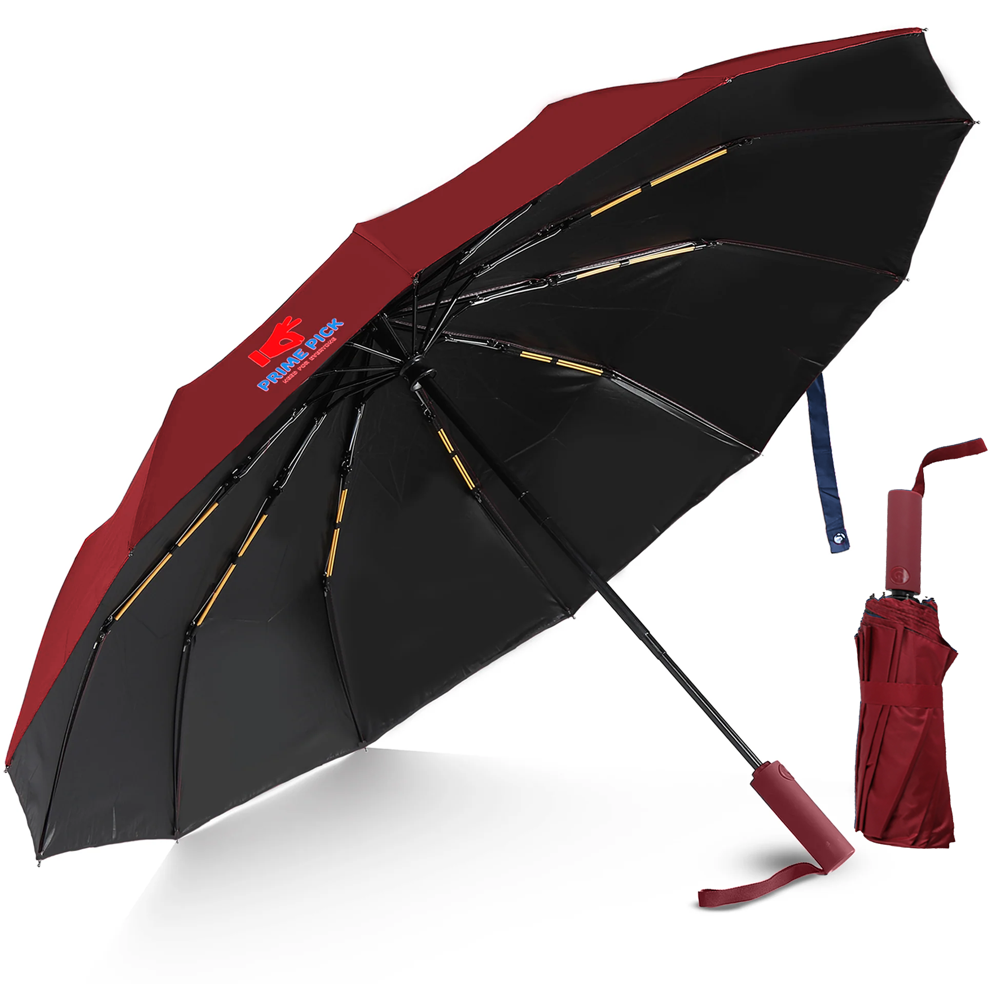 Prime Pick Portable Travel Waterproof Umbrella  Red