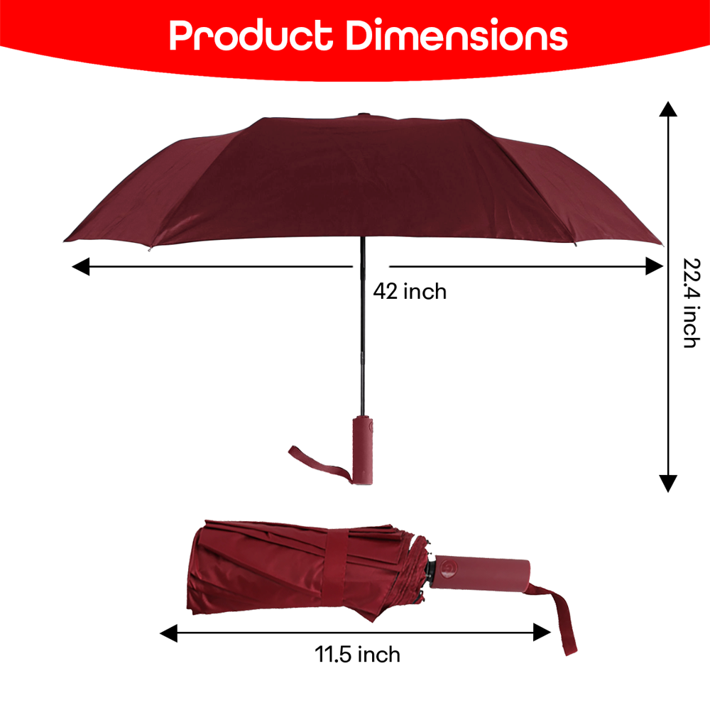 Prime Pick Portable Travel Waterproof Umbrella  Red