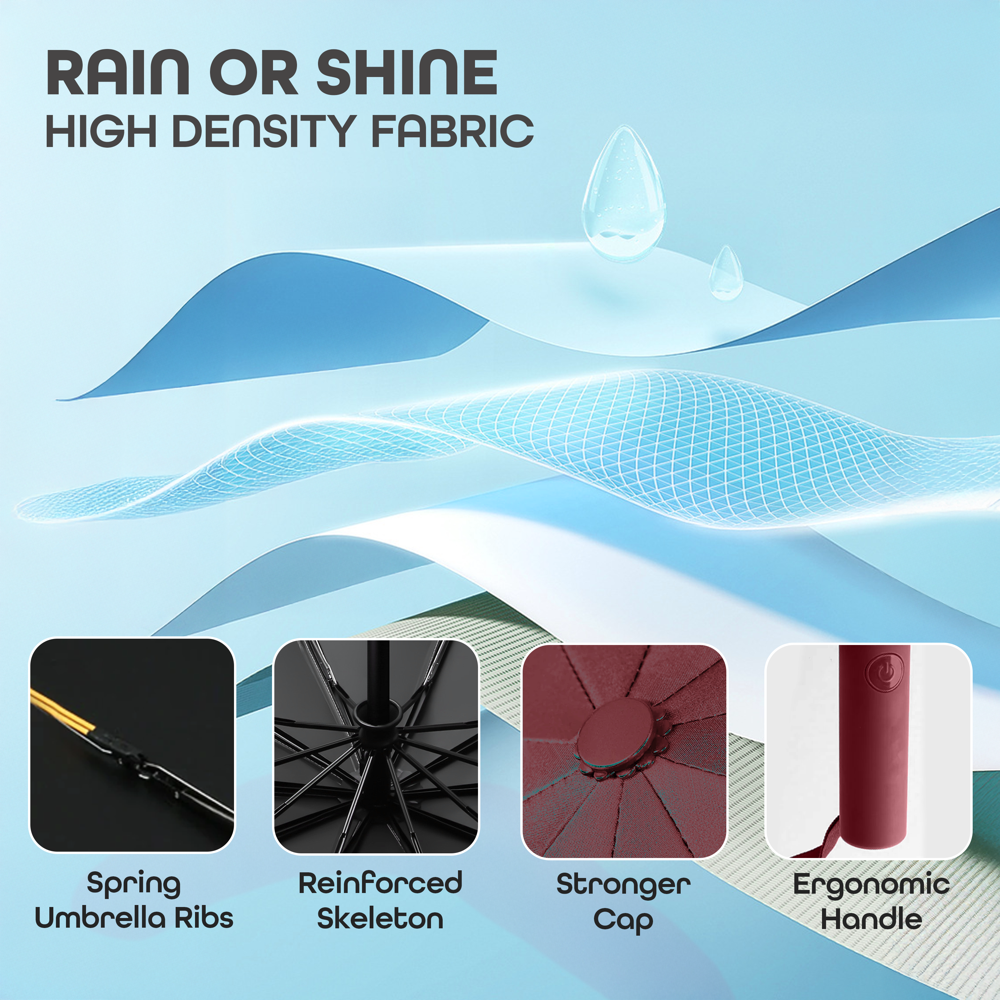 Prime Pick Portable Travel Waterproof Umbrella  Red