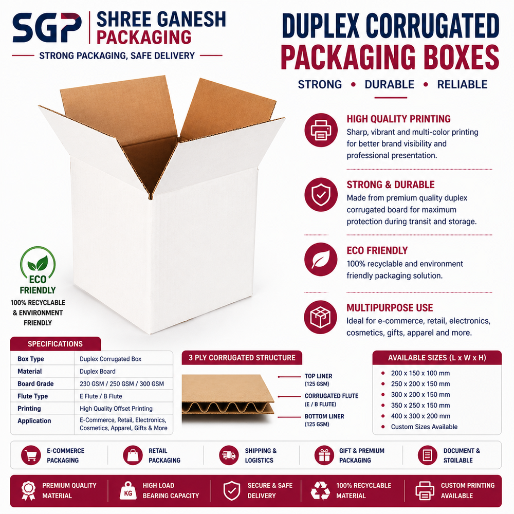 Duplex Corrugated Packaging Boxes