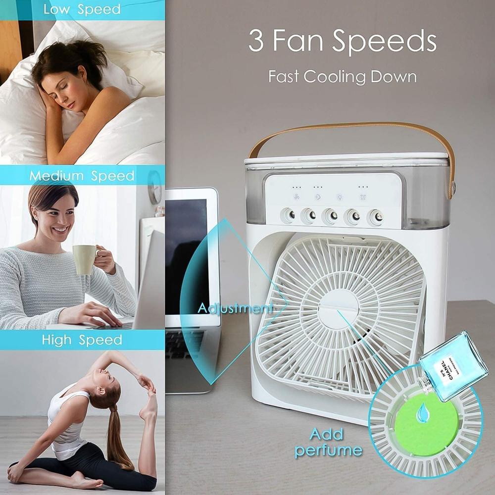 Portable Air Cooler Fan with 7-Color Light  Personal AC Fan