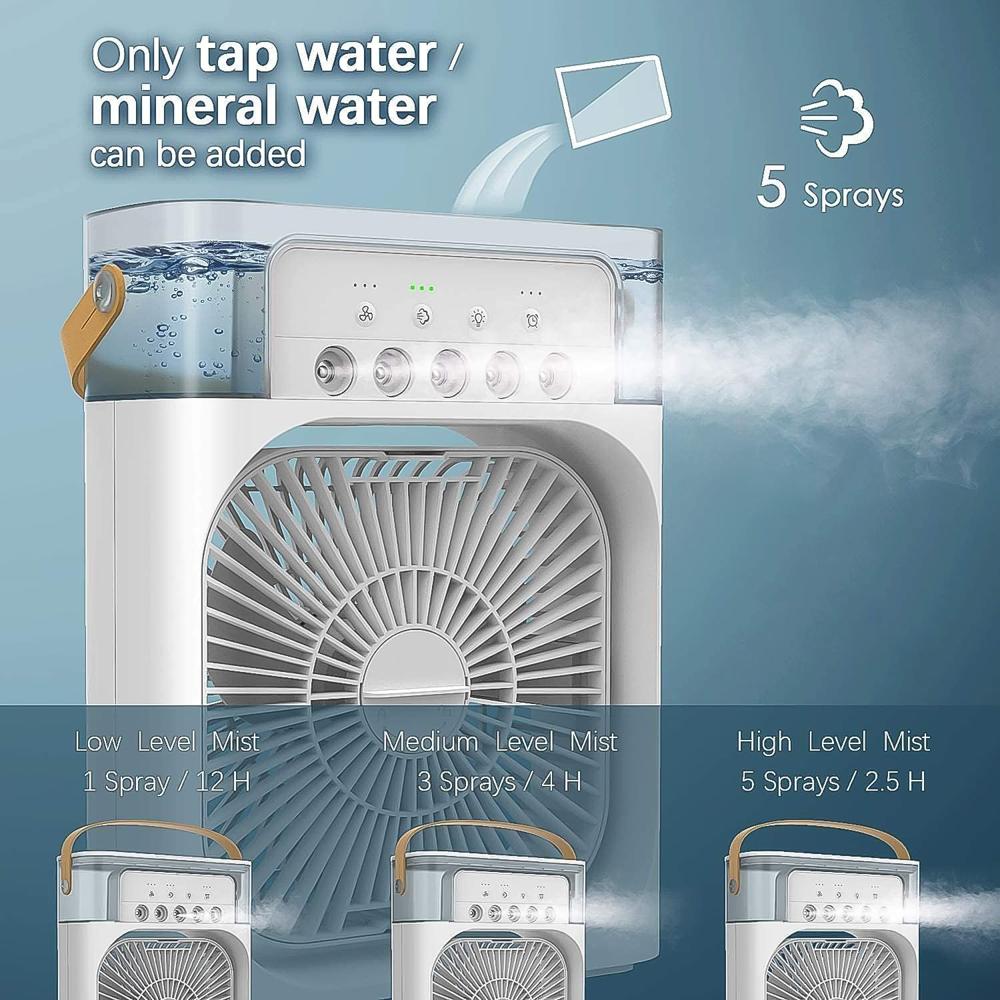 Portable Air Cooler Fan with 7-Color Light  Personal AC Fan