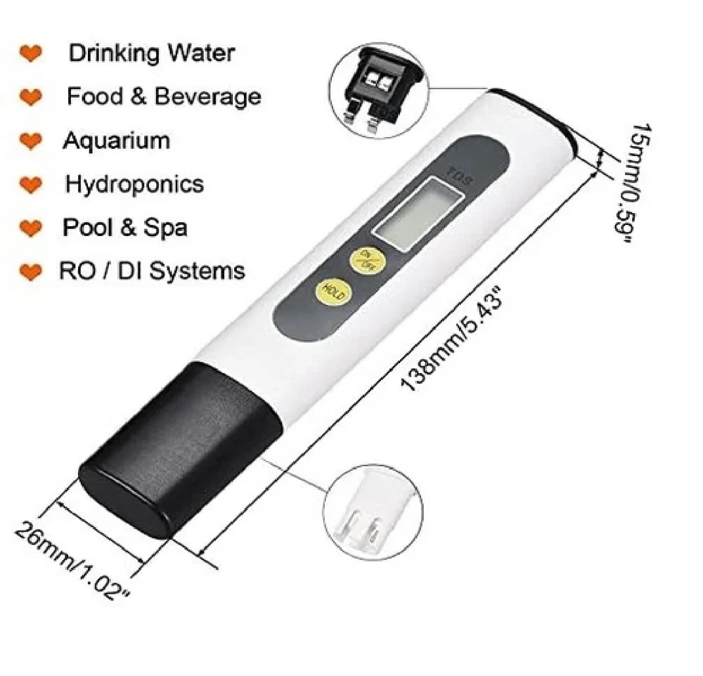 True Sense Digital TDS Meter Water filter Tester for measuring TDS3/TEMP/PPM-TDS-2