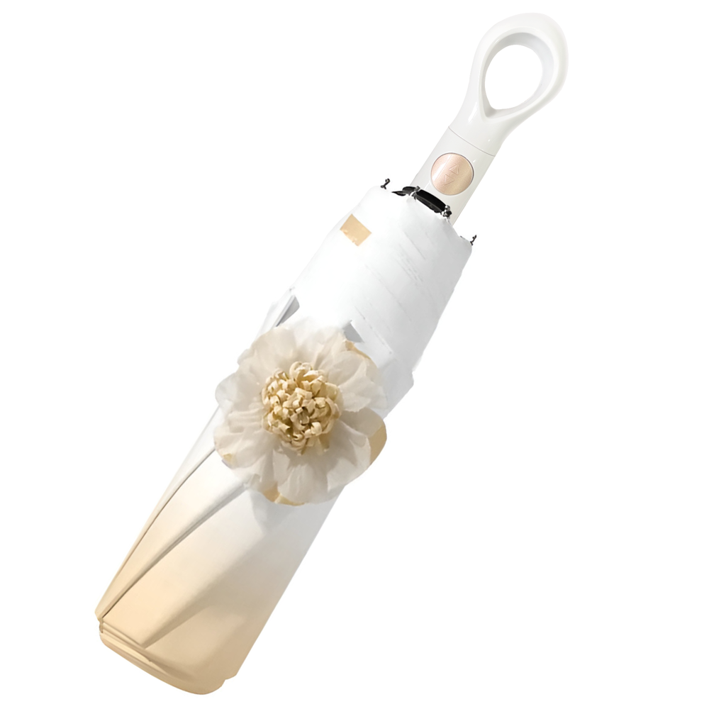 Prime Pick Mini Folding Umbrella With Flower designed  Orange