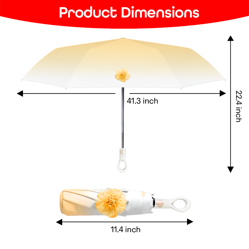 Prime Pick Mini Folding Umbrella With Flower designed  Coffee