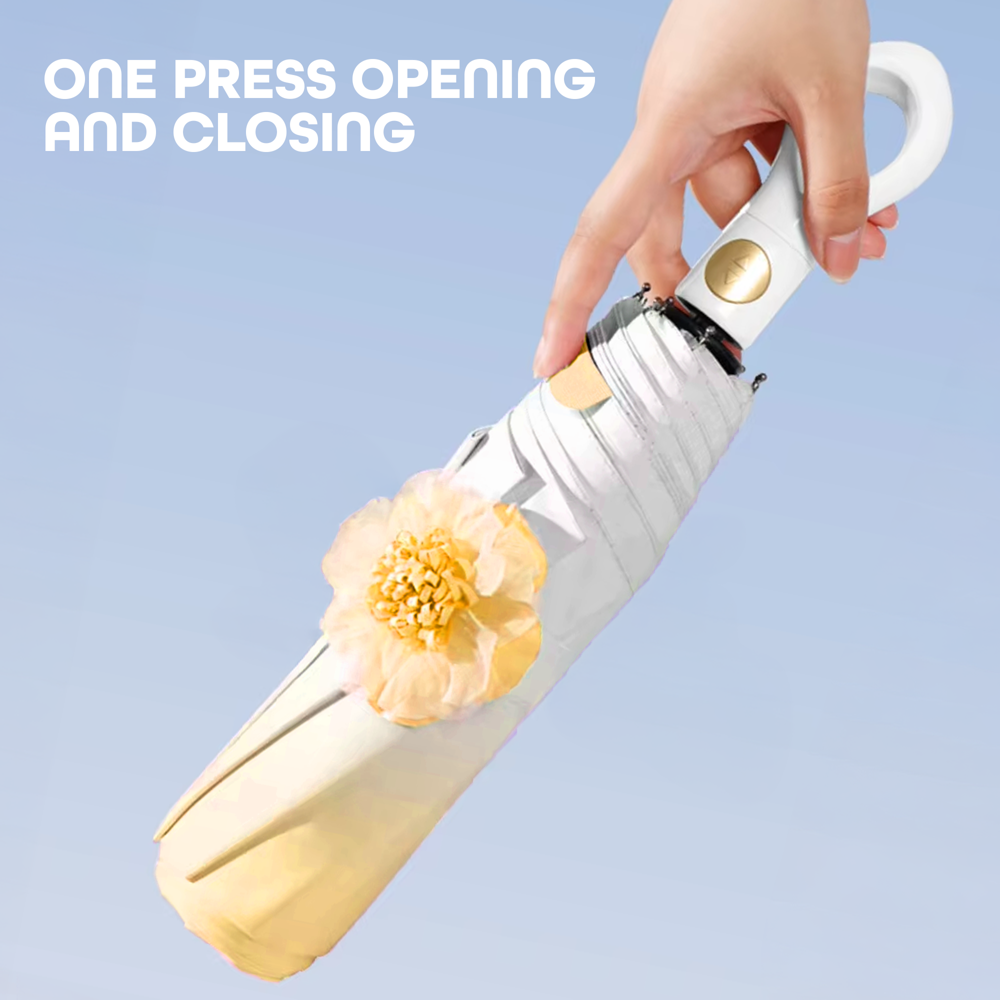 Prime Pick Mini Folding Umbrella With Flower designed  Coffee