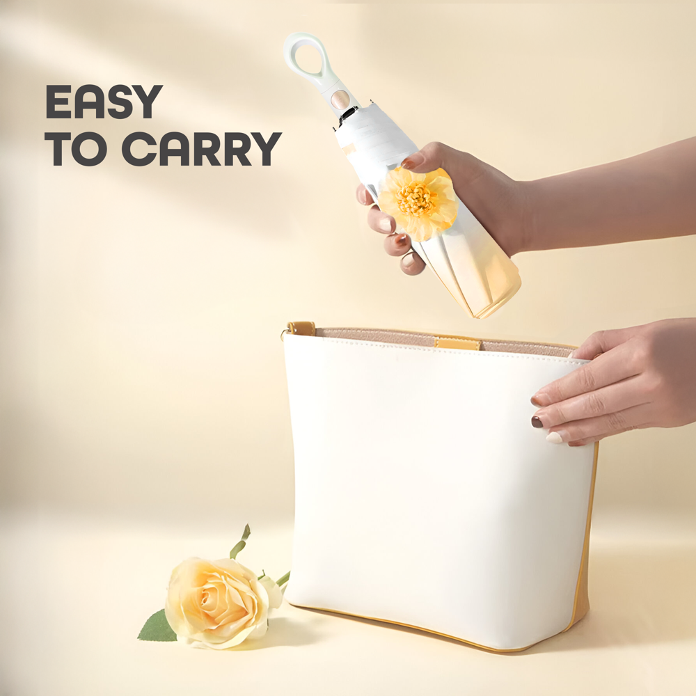 Prime Pick Mini Folding Umbrella With Flower designed  Coffee
