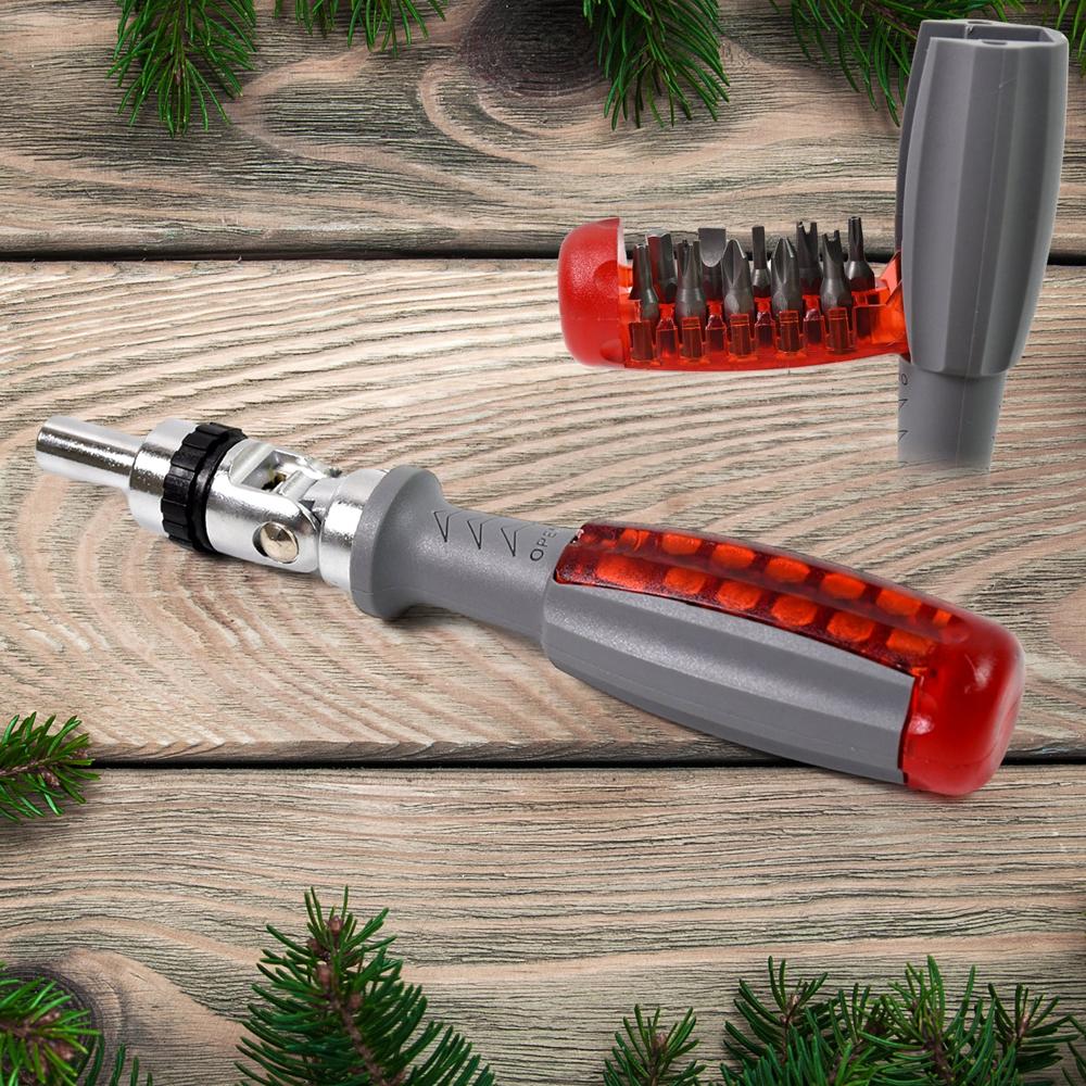 Multi Bits Ratchet Screwdriver Set, Adjustable Angle Two-Way Ratcheting (1 Set)