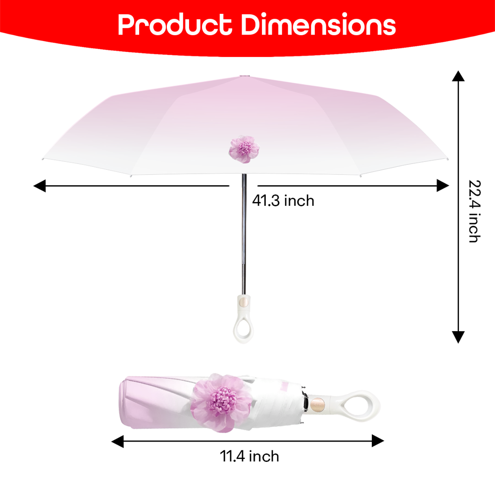 Prime Pick Mini Folding Umbrella With Flower designed  Purple