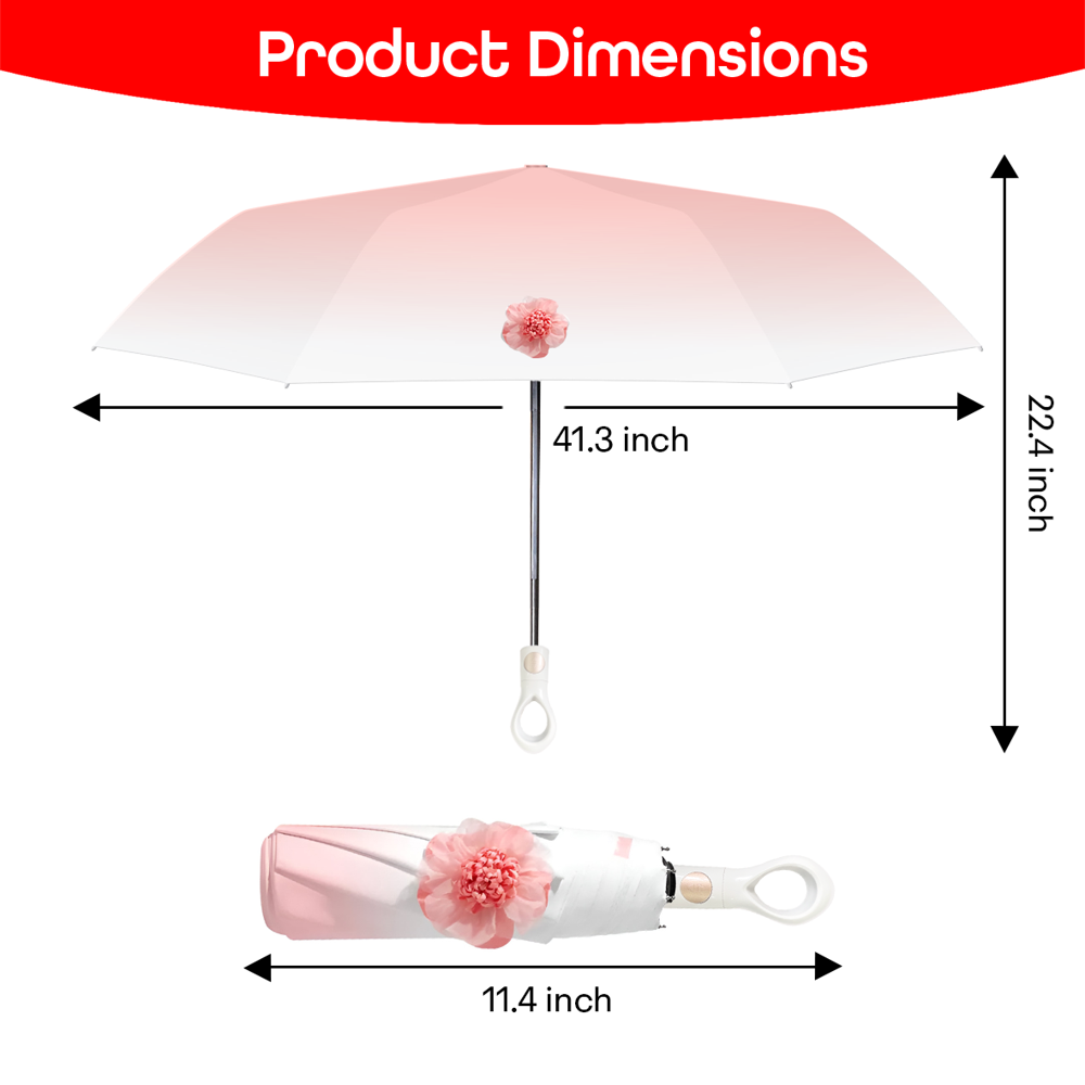 Prime Pick Mini Folding Umbrella With Flower designed  Pink