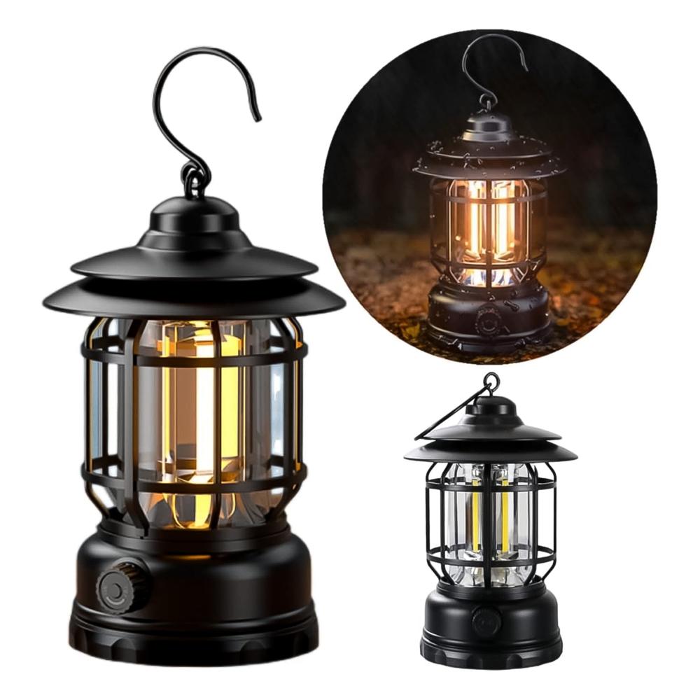Led Camping Lante Light Retro Style Lighting Battery Type-C Rechargeable (1 Pc) - Color: Mix