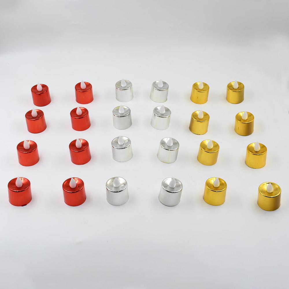 LED Tea Light Electrical Candles / Diya  Plastic Candle Lights (24 Pc Set)