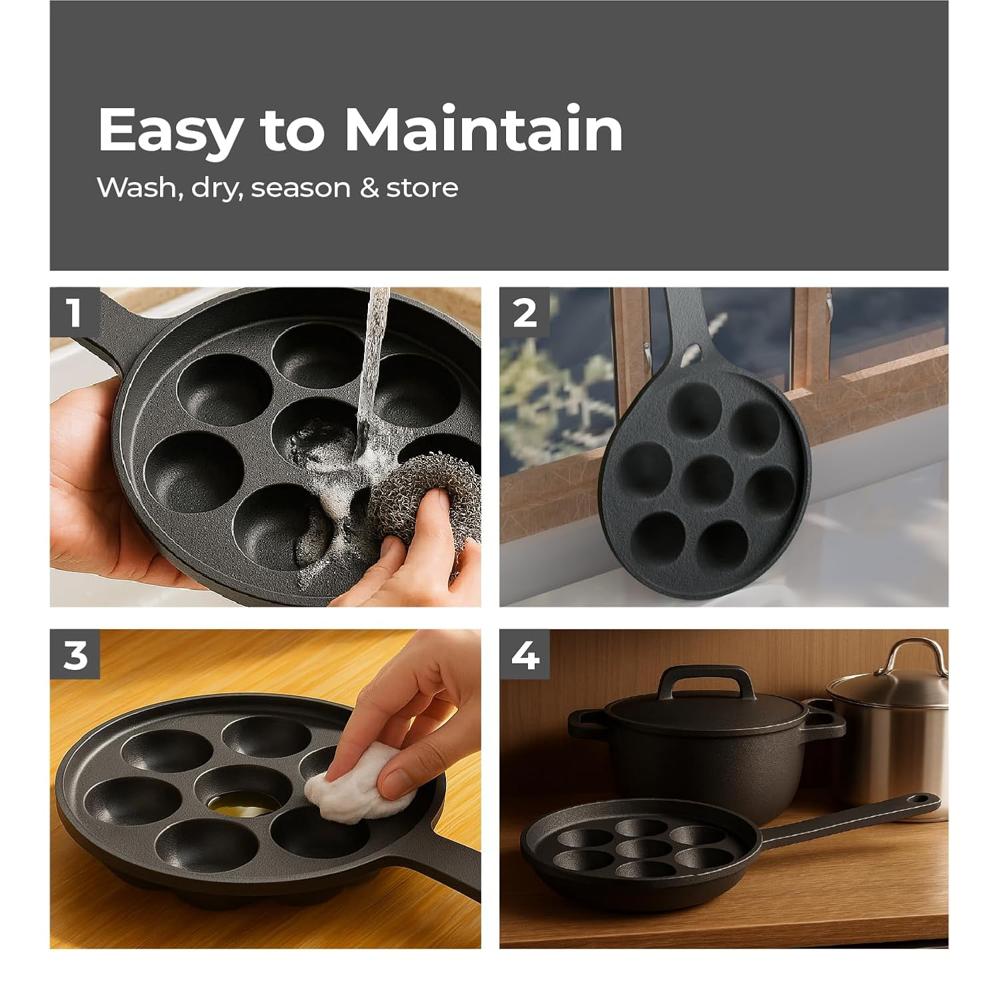 Lifelong Cast Iron Paniyaram Pan   (LLCIP012)