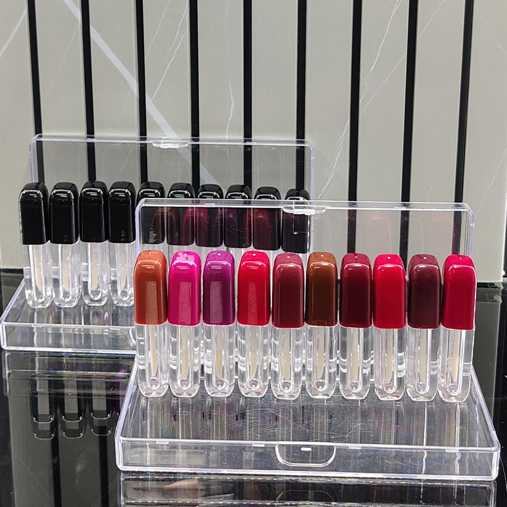 0.8Ml Each 10 Bottle Complete Set Plastic Liquid Lipstick Container. - Bristle Material: None (Applicator Not Included)