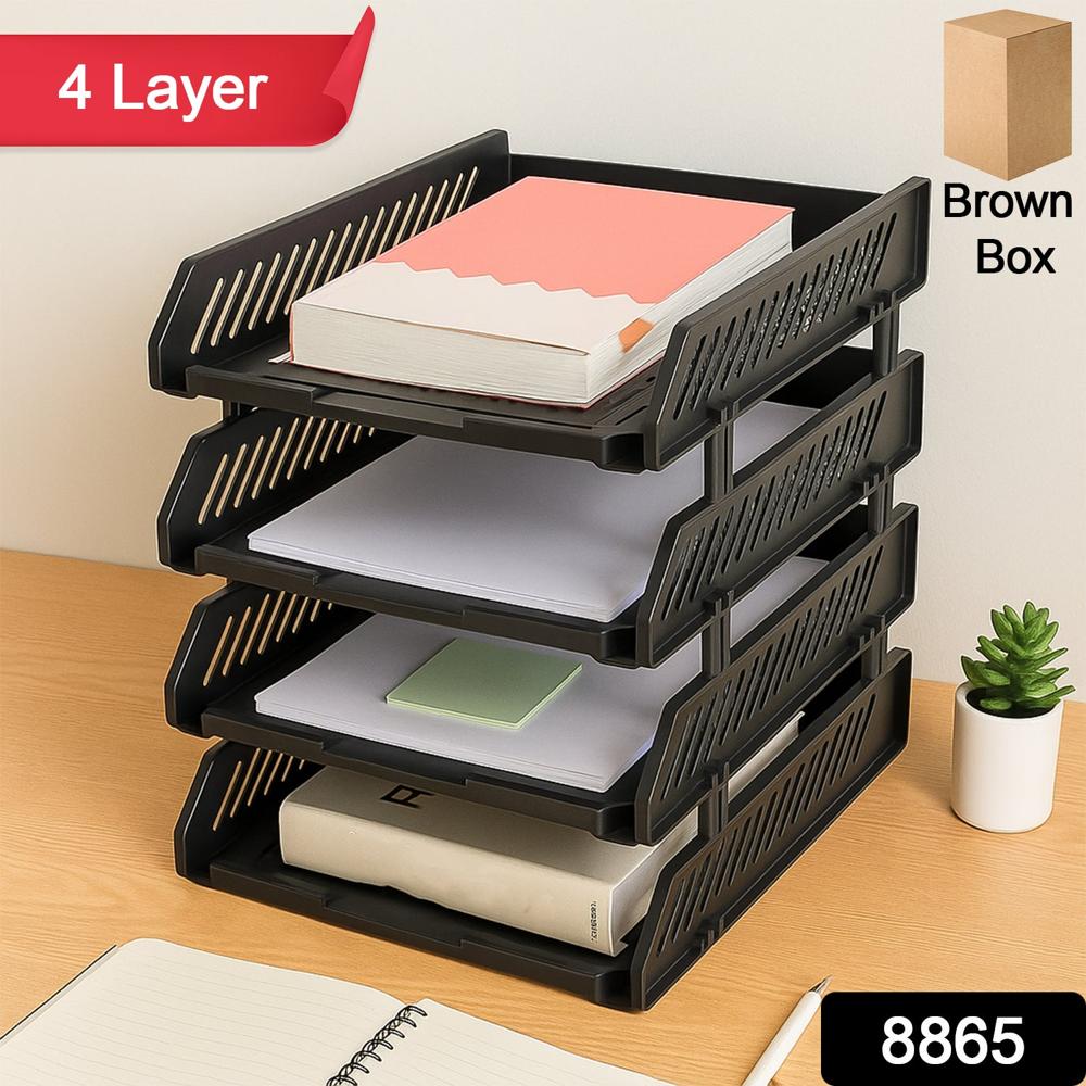 4 Layer Multifunctional File Rack with Drawers for Office Desk