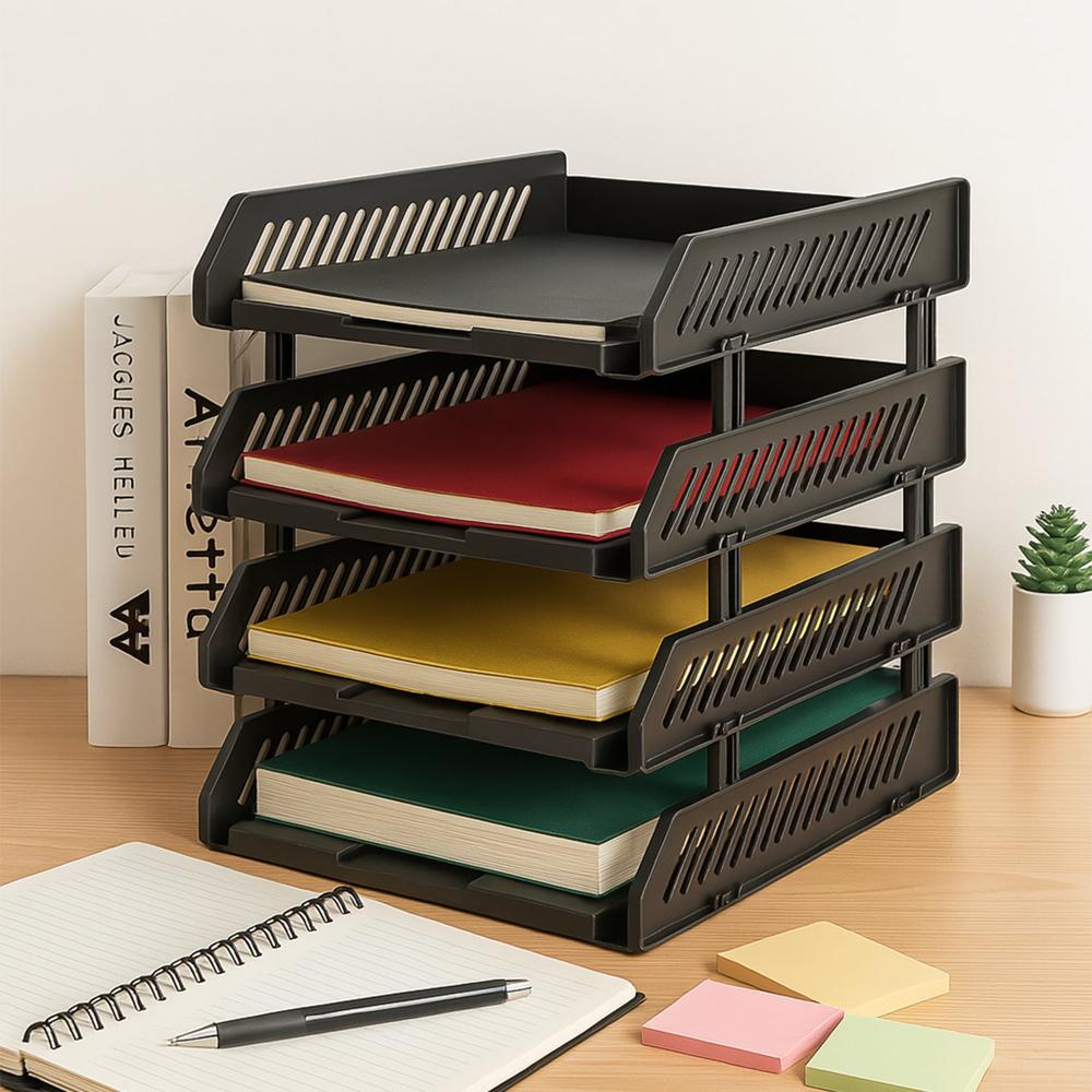 4 Layer Multifunctional File Rack with Drawers for Office Desk
