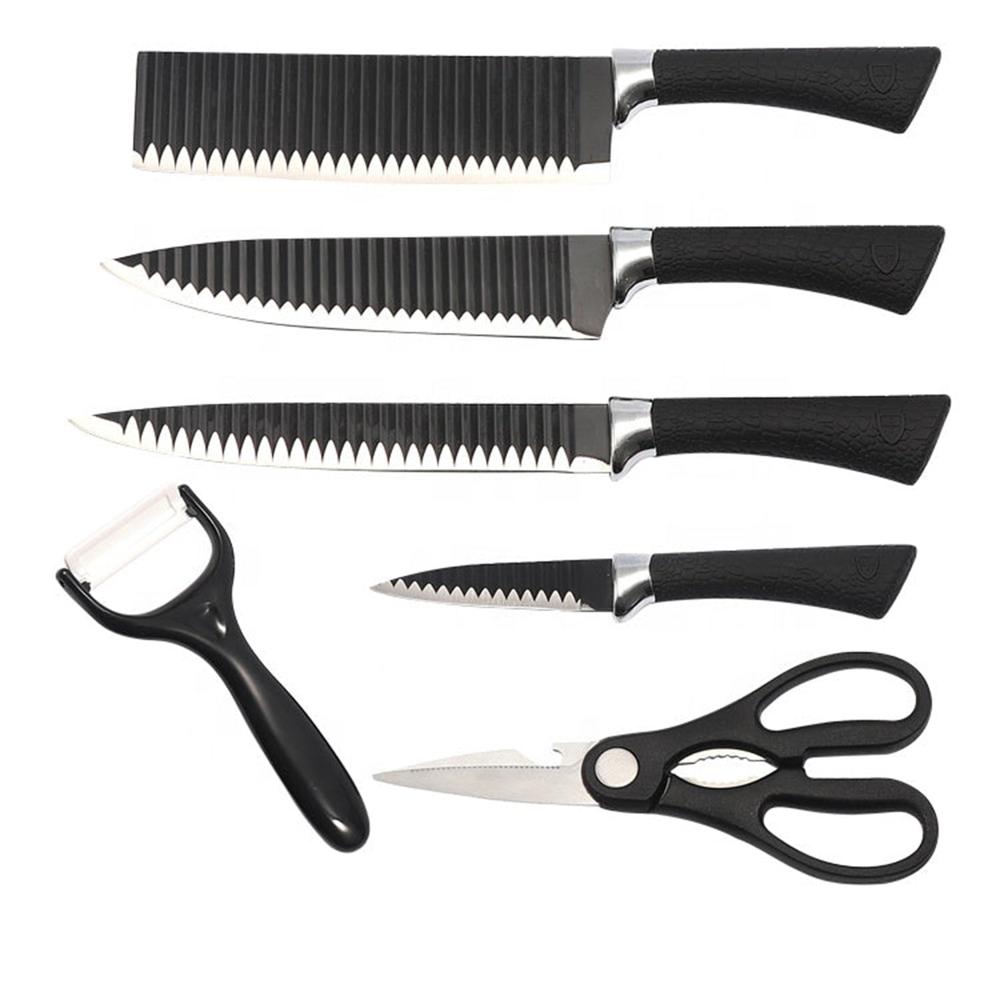 Stainless Steel Knife Set With Chef Peeler And Scissor (6 Pieces) - Color: Mix