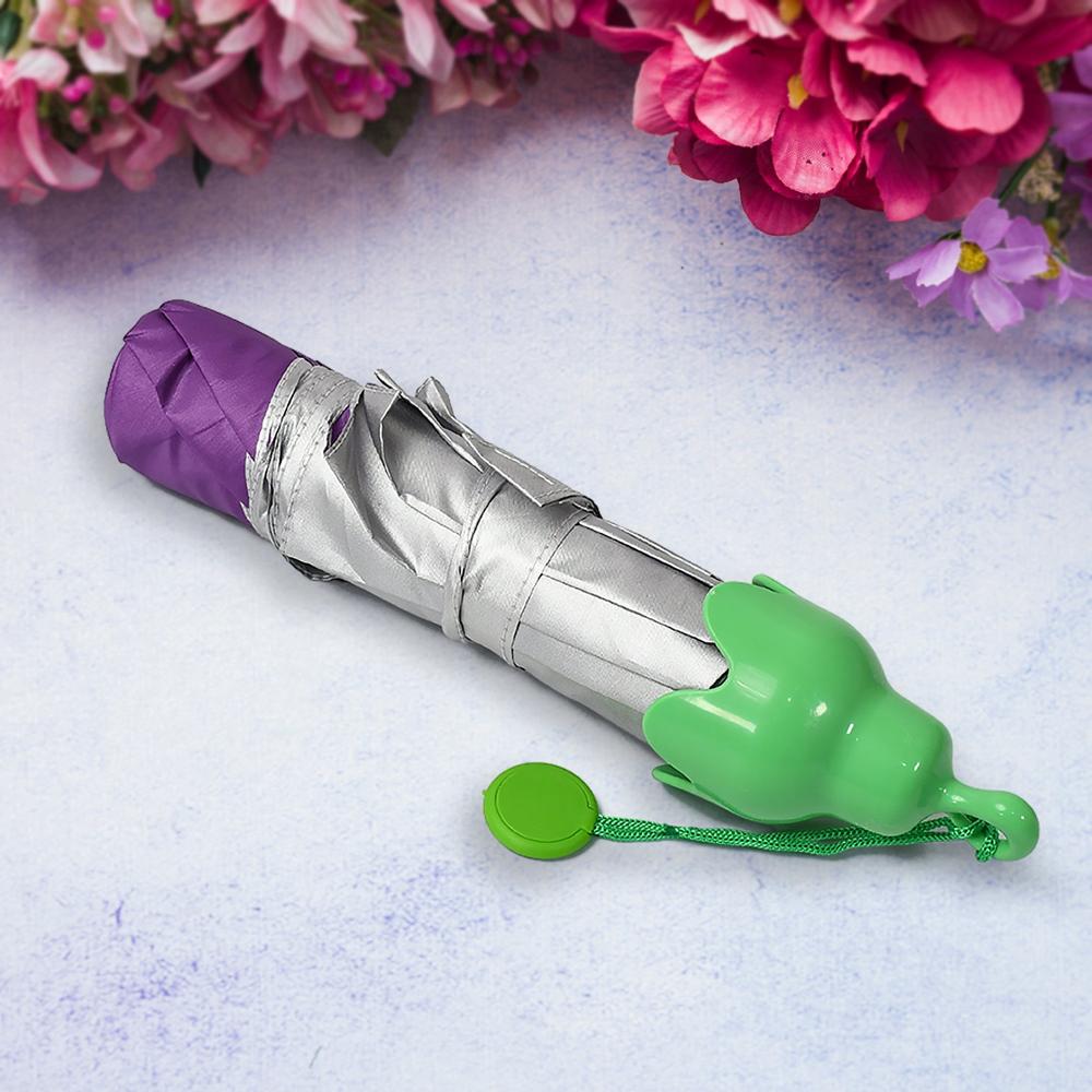Vegetable Shaped Folding Umbrella, Plastic Case Creative Fashion Folding Mini Sun Shade Rain Umbrella, Unique Umbrella, Sun & Uv Protection, Cute Design (1 Pc) - Color: Mix