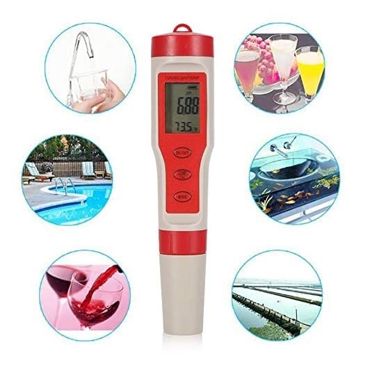 True Sense Water Tester Pen Water Quality Detector PH/TDS/EC/TEMP, 4 In 1